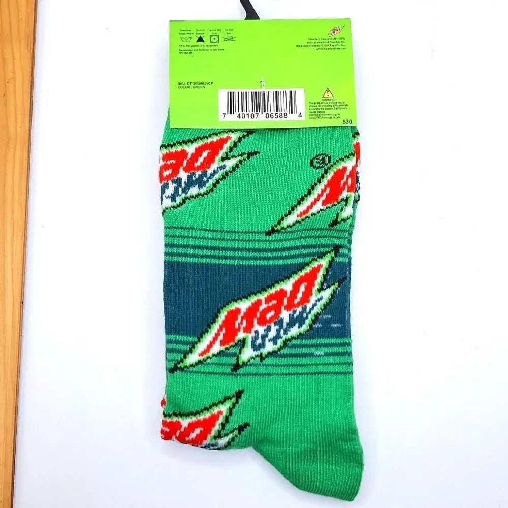 Mountain Dew crew socks soda novelty graphic accessory